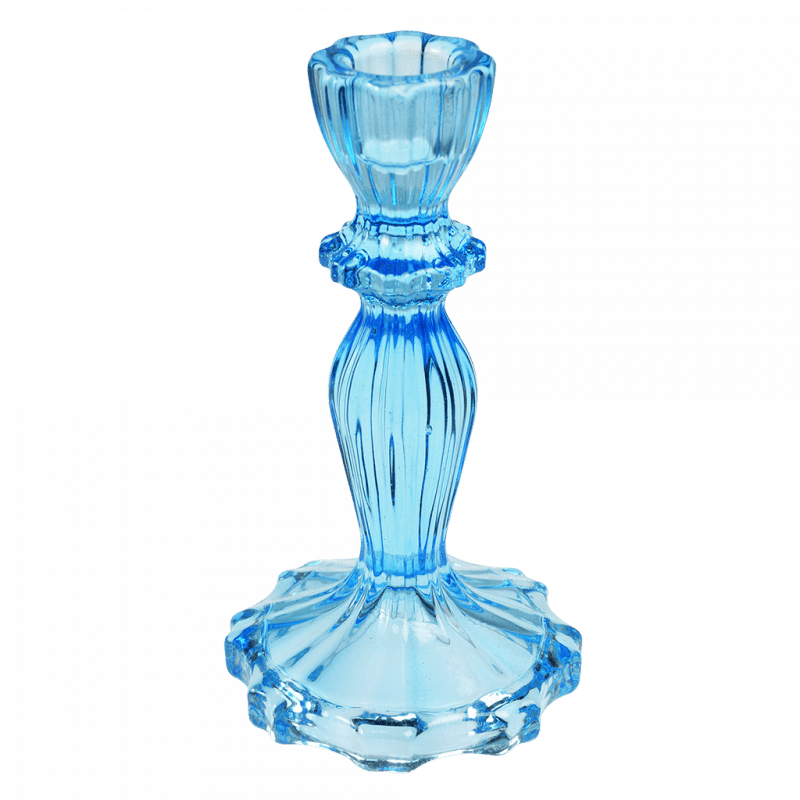 פמוט זכוכית גבוה - כחול