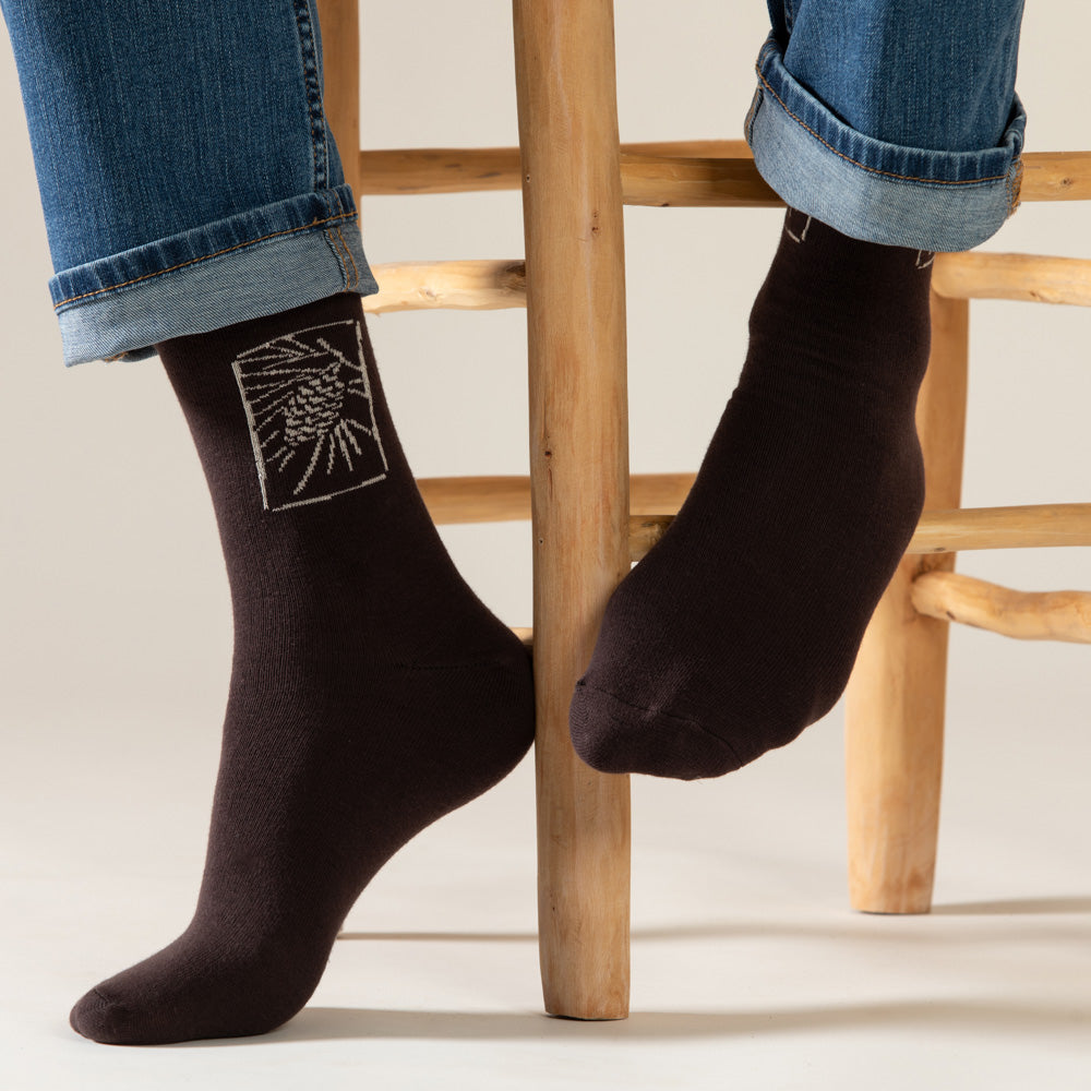 גרבי כותנה לגברים - אצטרובל - חום