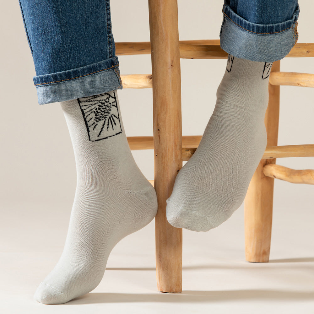 גרבי כותנה לגברים - אצטרובל - אפור