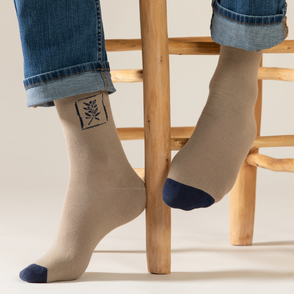 גרבי כותנה לגברים - זית - ביג'