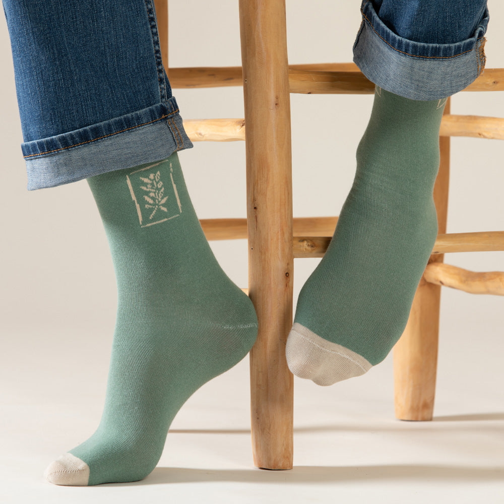 גרבי כותנה לגברים - זית - ירוק