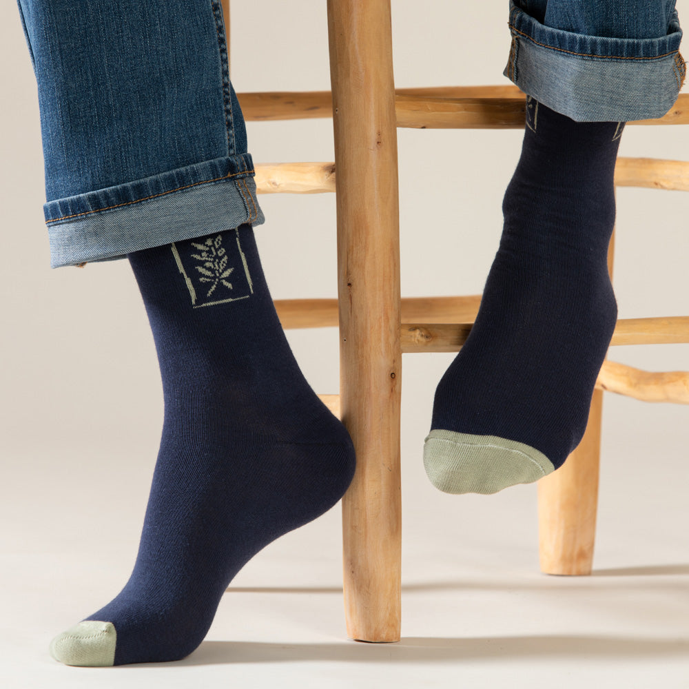 גרבי כותנה לגברים - זית - נייבי