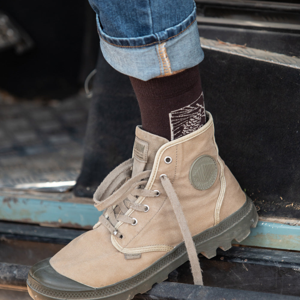 גרבי כותנה לגברים - אצטרובל - חום