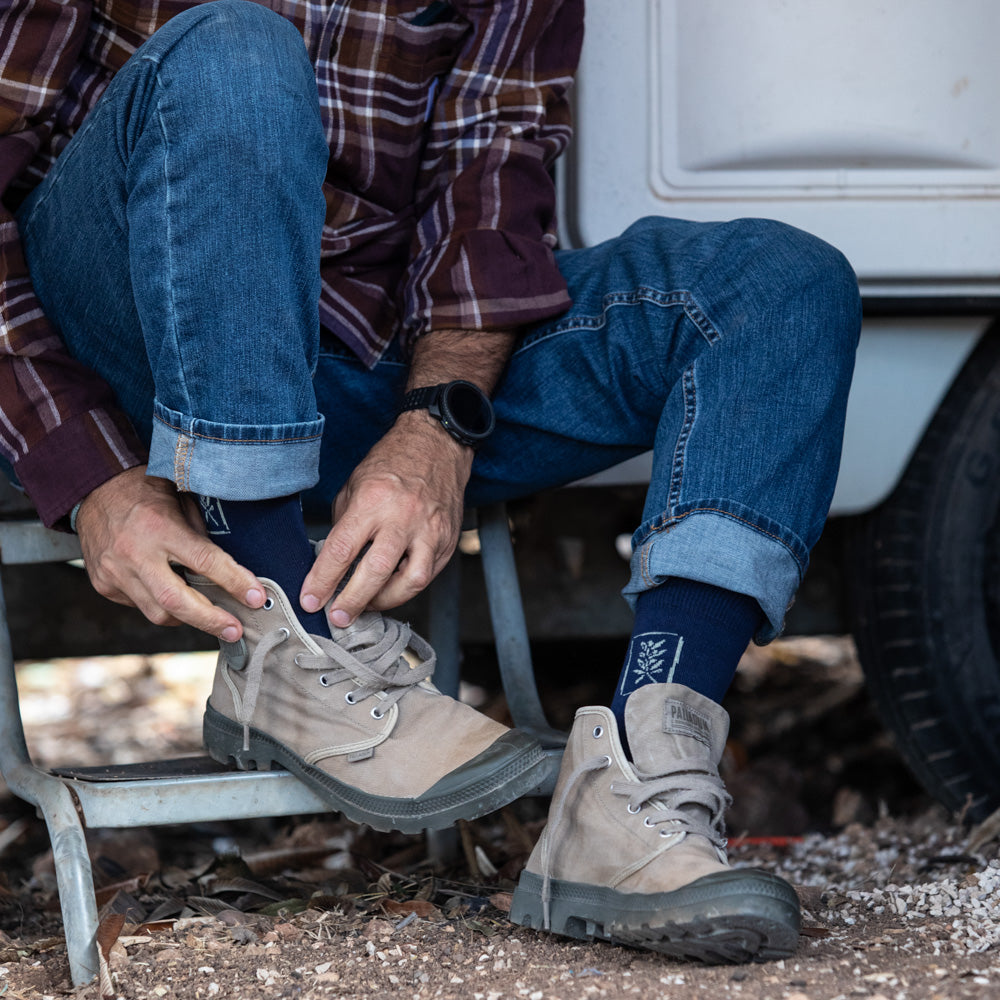 גרבי כותנה לגברים - זית - נייבי