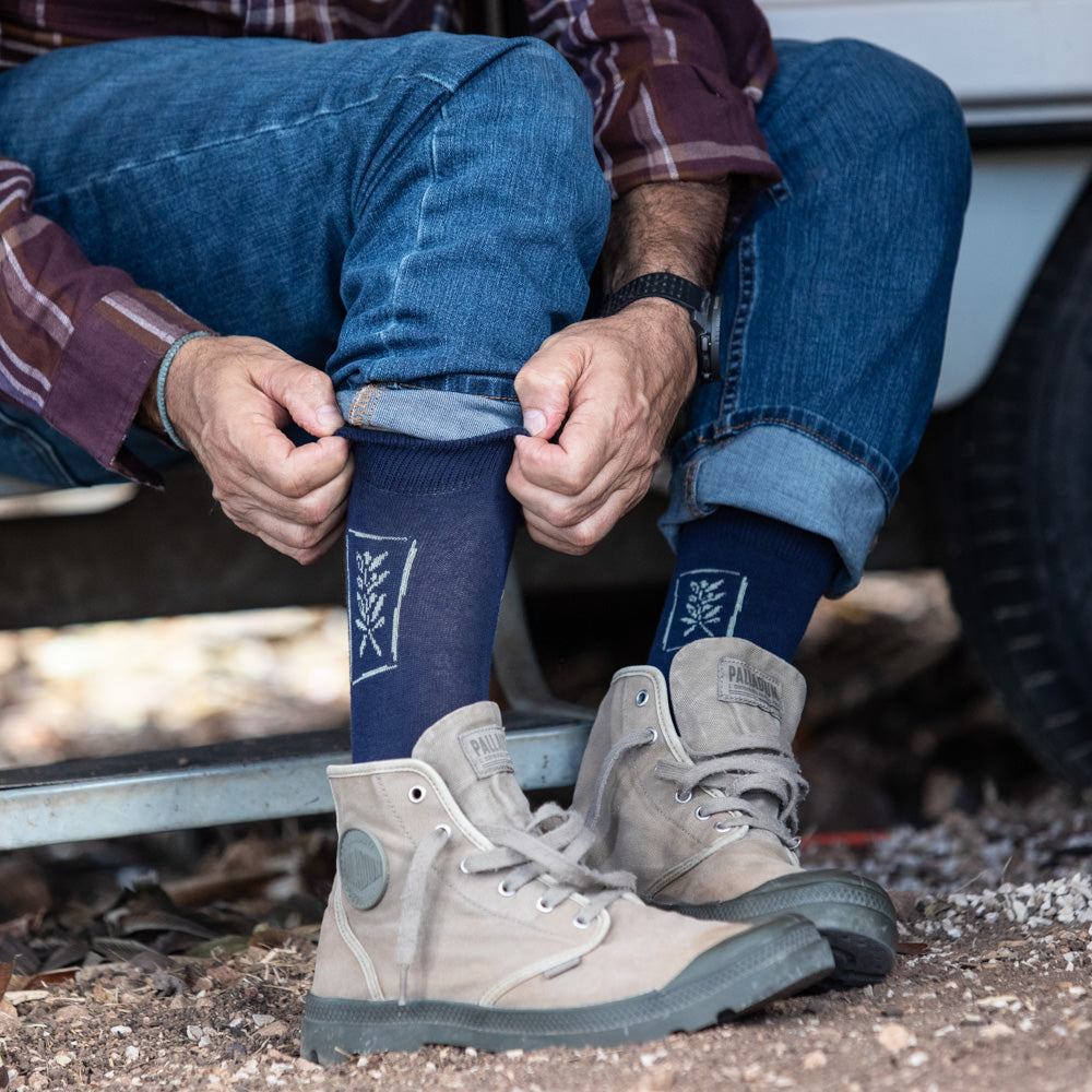 גרבי כותנה לגברים - זית - נייבי