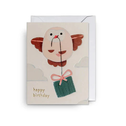 מיני כרטיס ברכה:Happy Birthday Owl