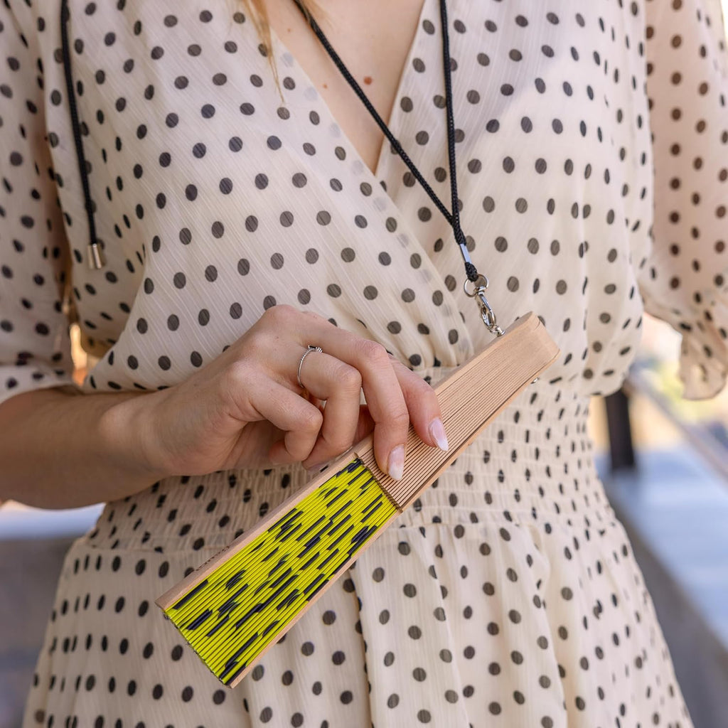 מניפת בד - Polka Dots, yellow