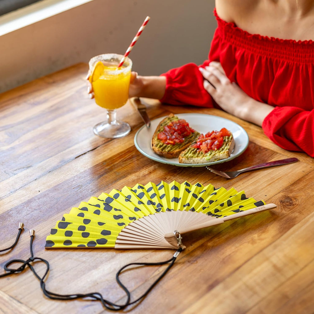 מניפת בד - Polka Dots, yellow