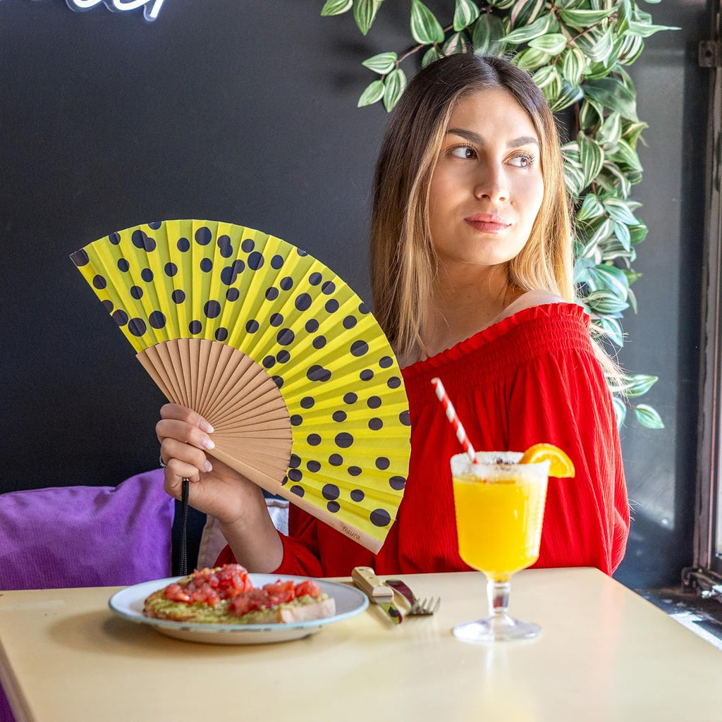 מניפת בד - Polka Dots, yellow