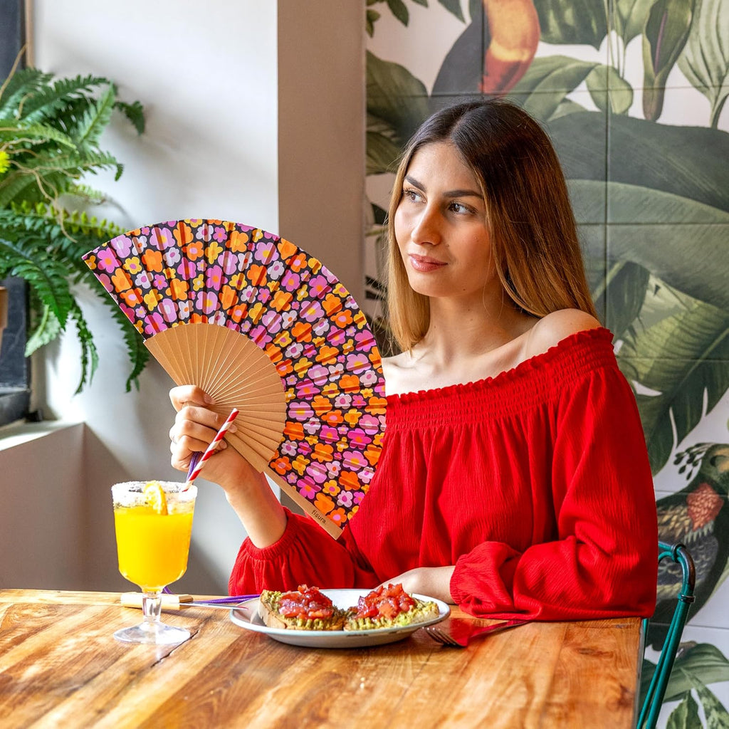 מניפת בד - Vintage flowers