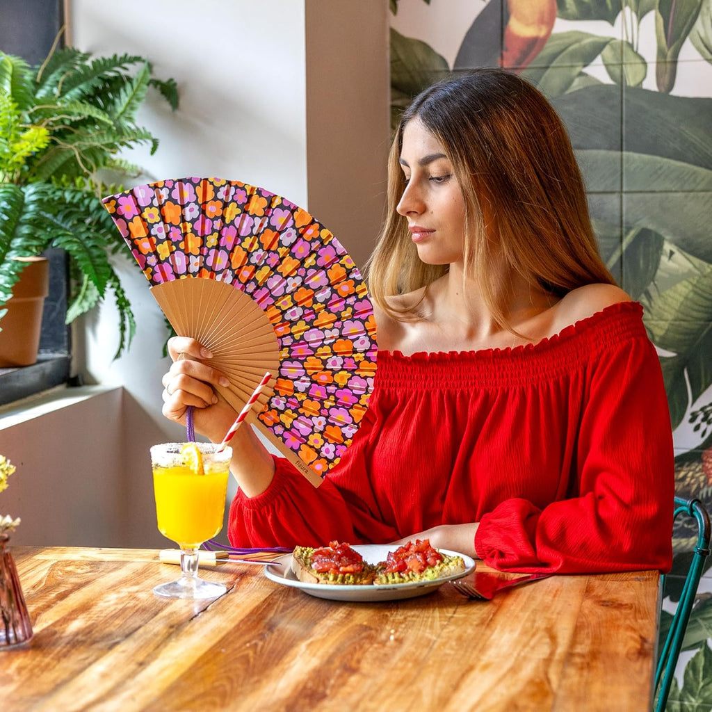 מניפת בד - Vintage flowers