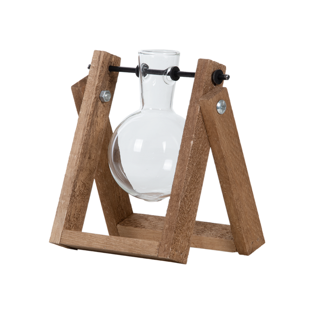 מתקן השרשה קטן מעץ וזכוכית