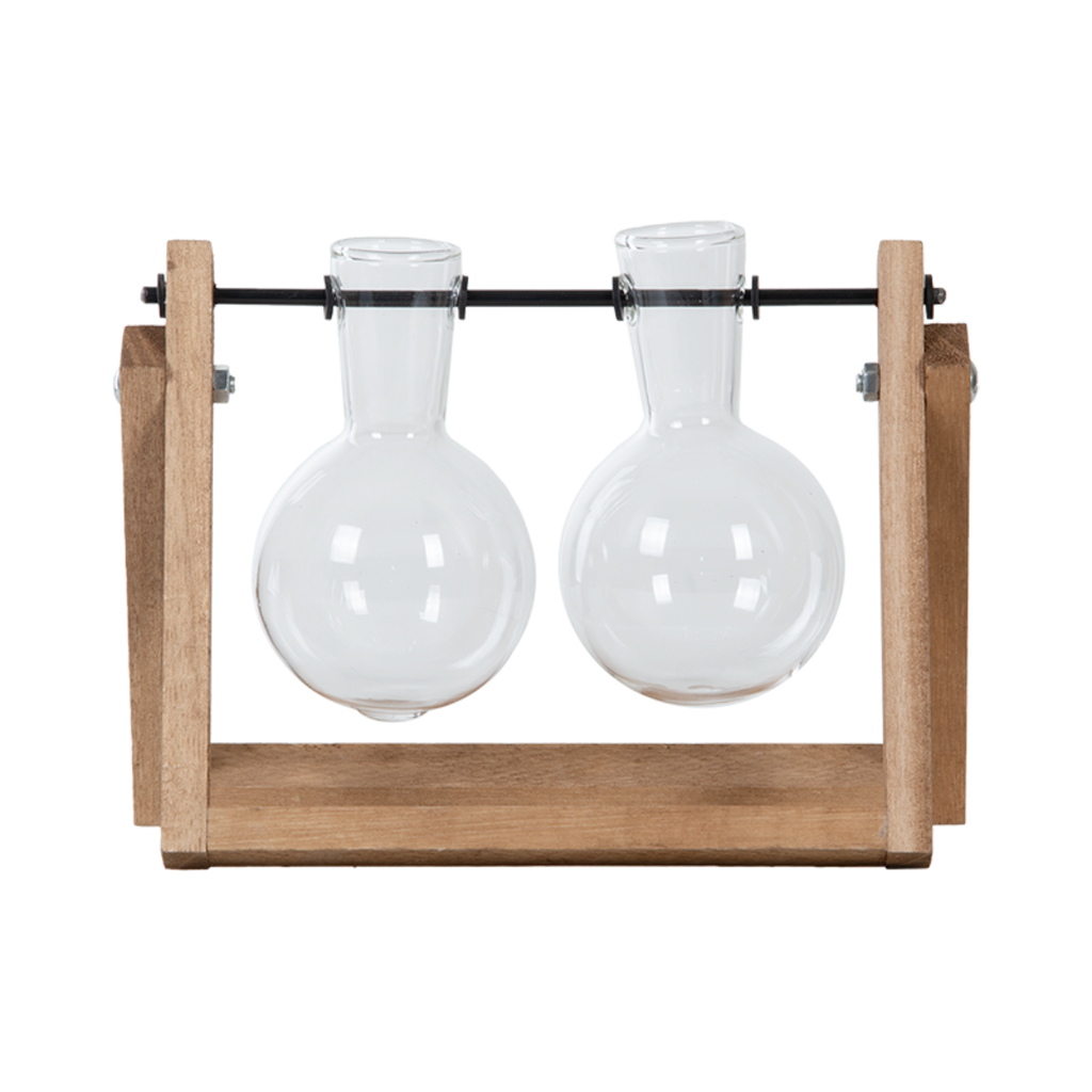 מתקן השרשה בינוני (כפול) מעץ וזכוכית