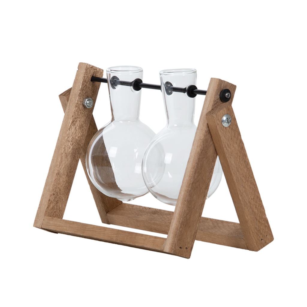 מתקן השרשה בינוני (כפול) מעץ וזכוכית