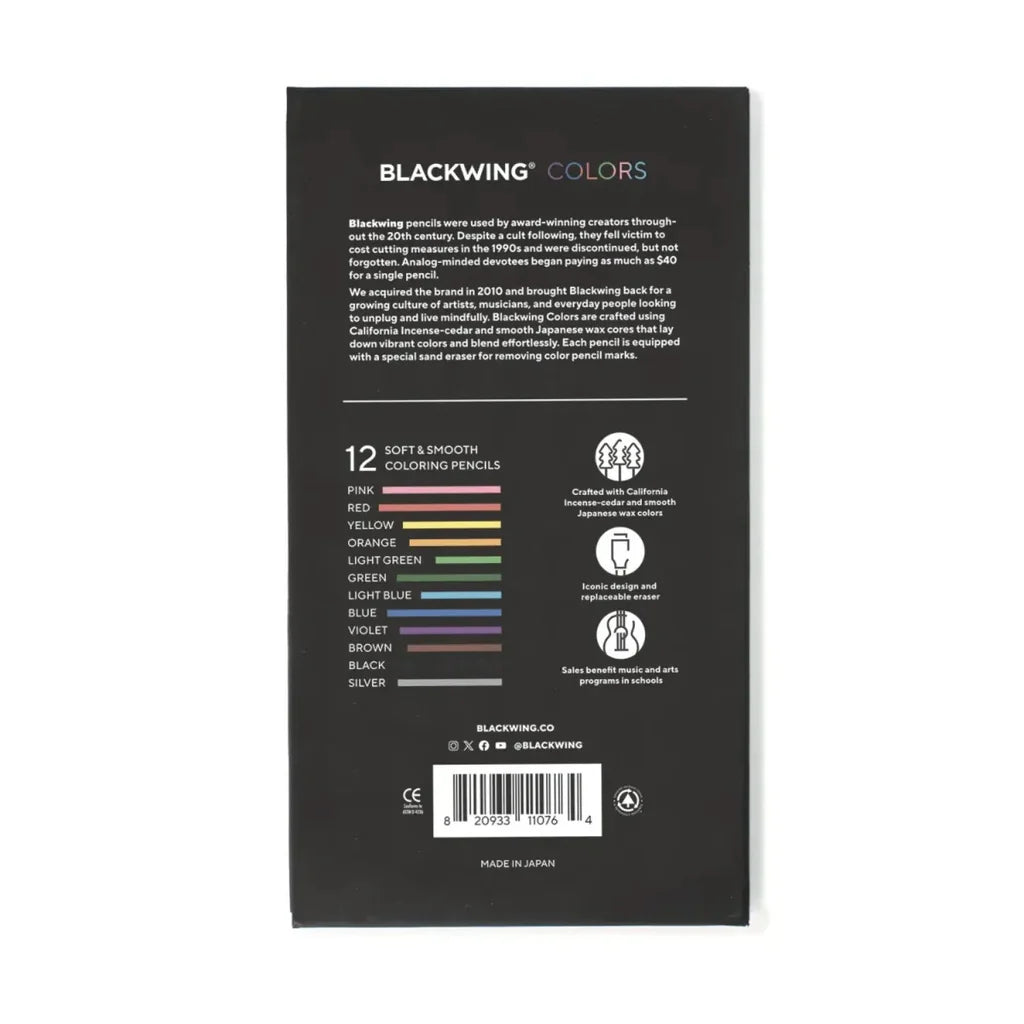 מארז 12 עפרונות צבעוניים: Blackwing Colors