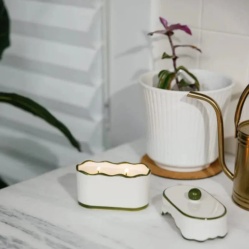 נר בכלי פורצלן : Cherie, Green - Smoked Pistachio