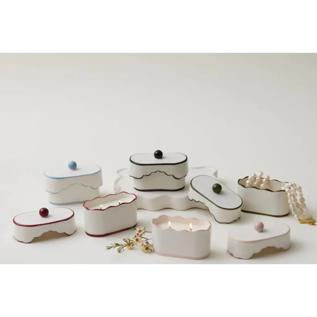 נר בכלי פורצלן : Cherie, Blue - Lavender & Thyme