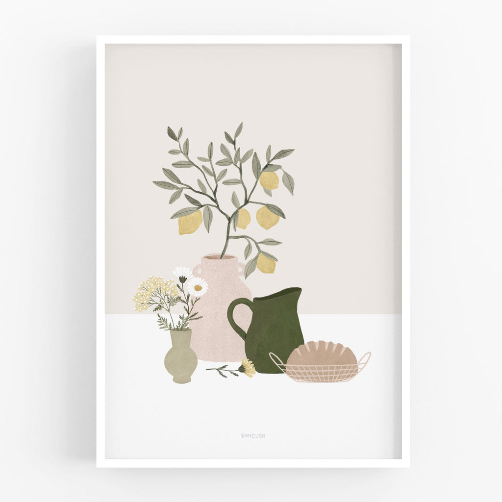 הדפס - Pottery and Flowers - Festive Table