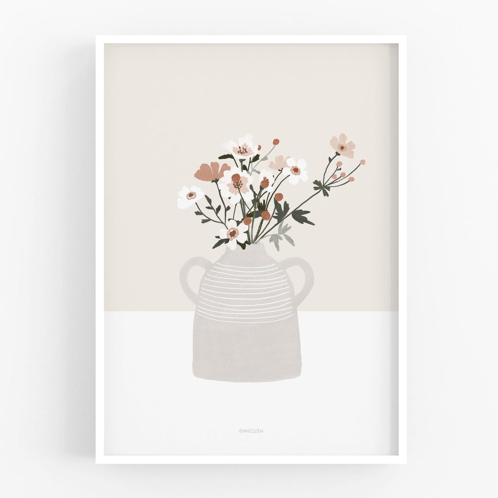 הדפס -Pottery and Flowers - Anemone