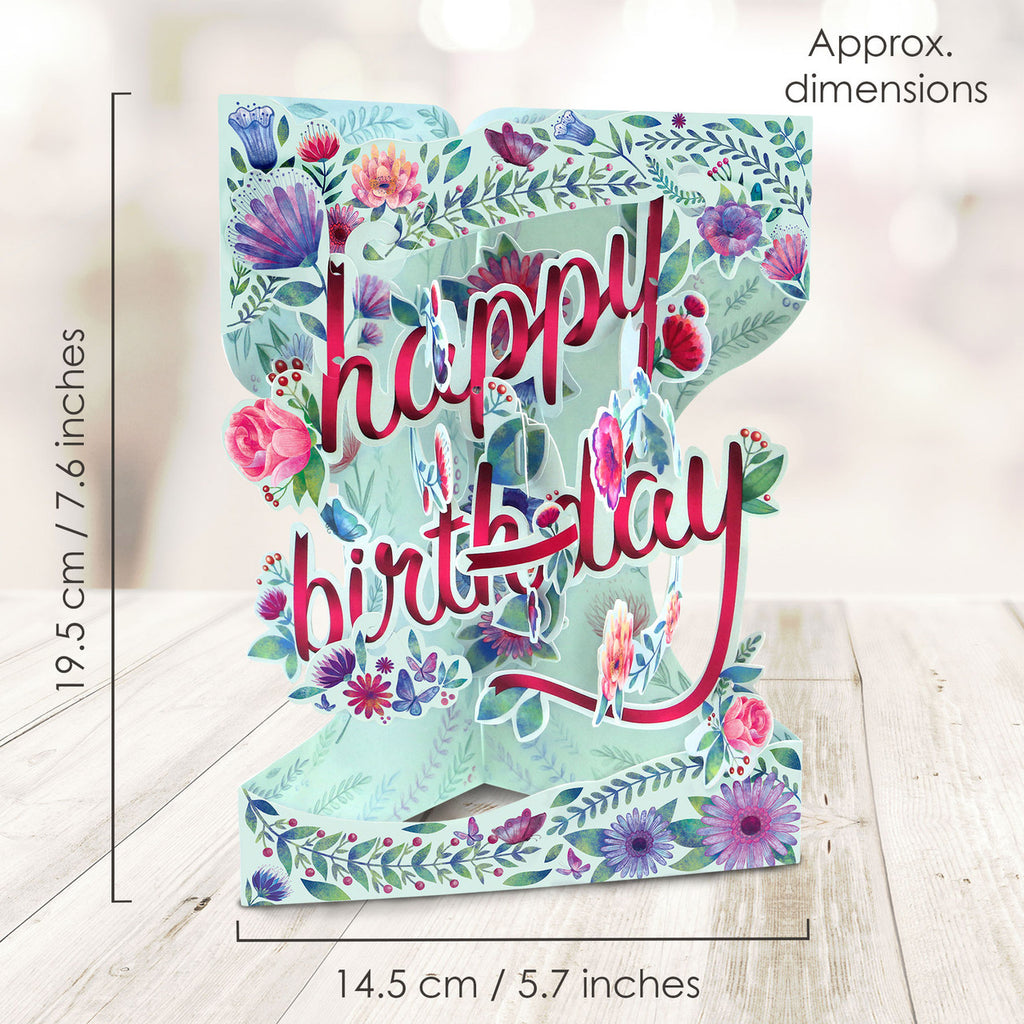 כרטיס פופאפ - Happy Birthday - Floral