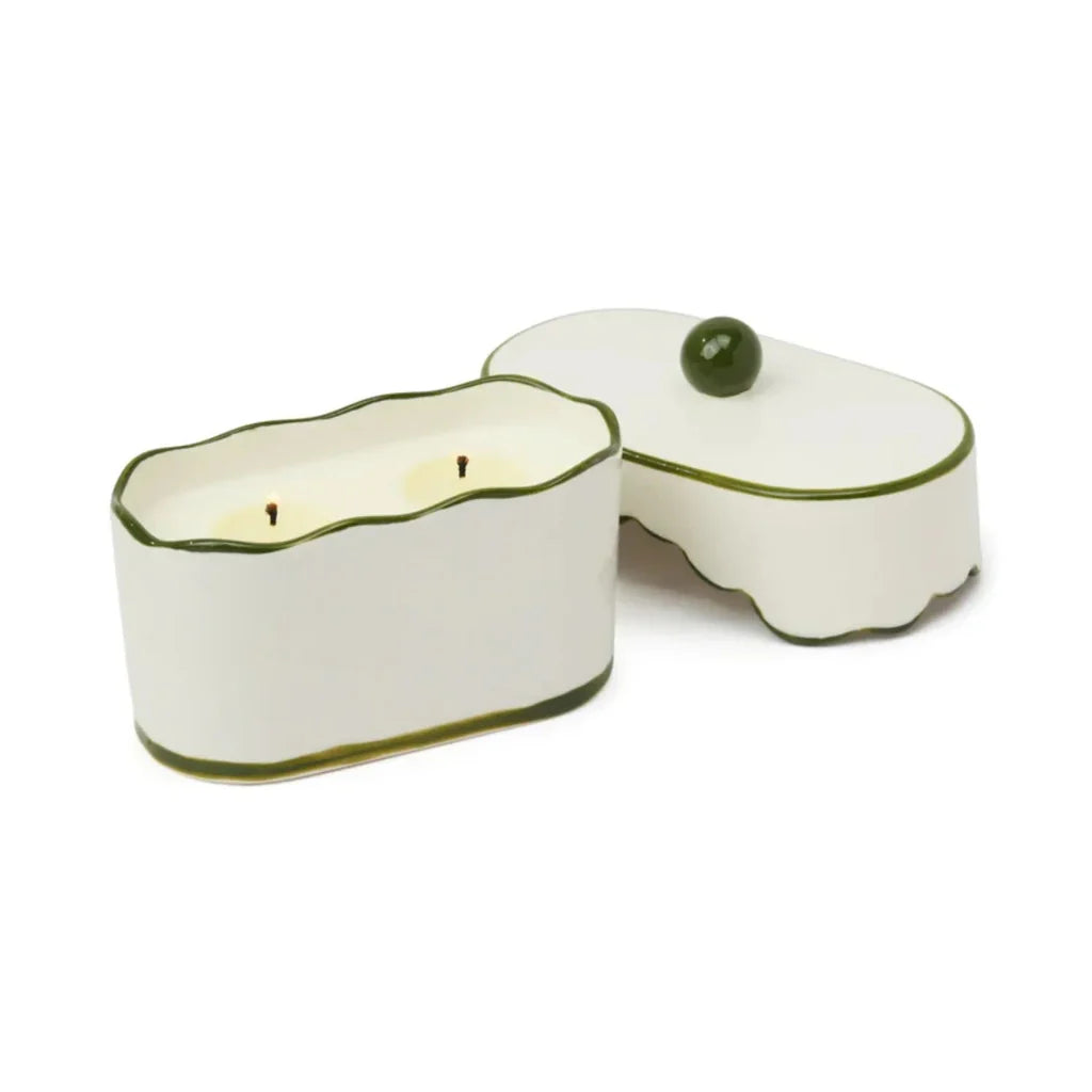 נר בכלי פורצלן : Cherie, Green - Smoked Pistachio