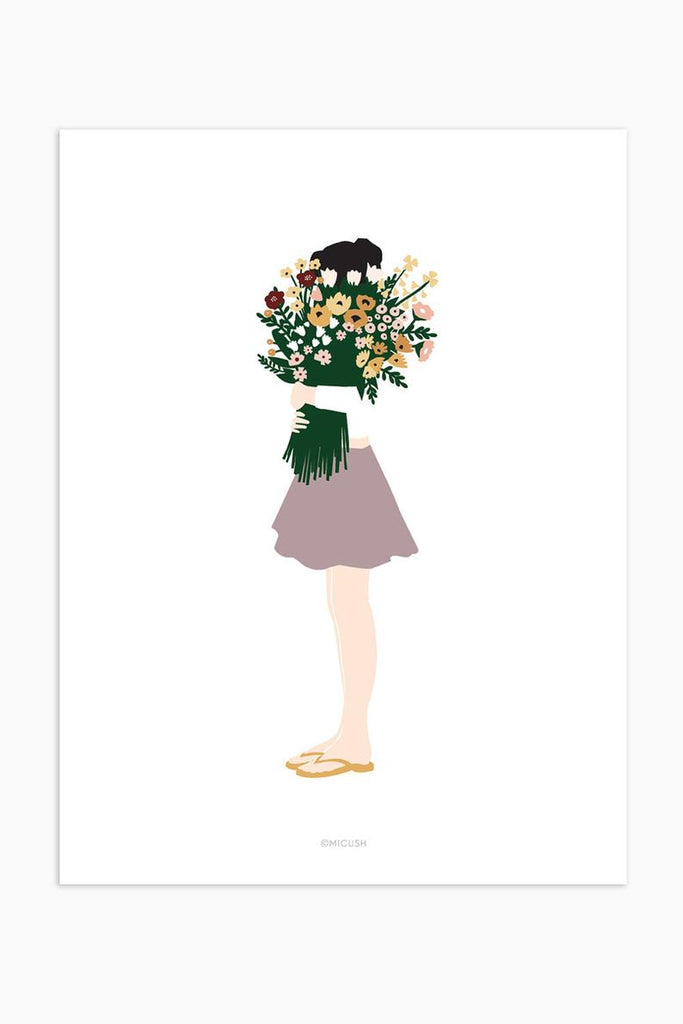 הדפס -  Woman with flowers